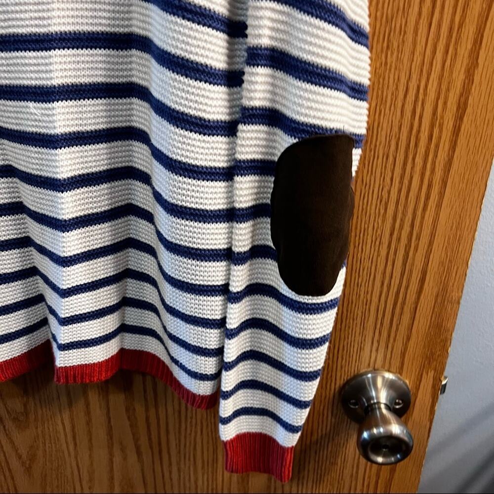 Lemon Tart Kienna Striped Nautical Knit Sweater w/ Elbow Patches Size Medium - Picture 3 of 7